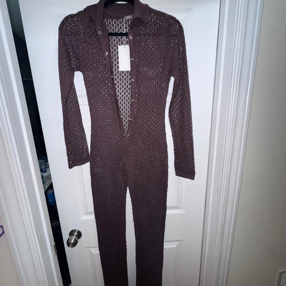 Ruve shop brown knit jumpsuit - Picture 2 of 5